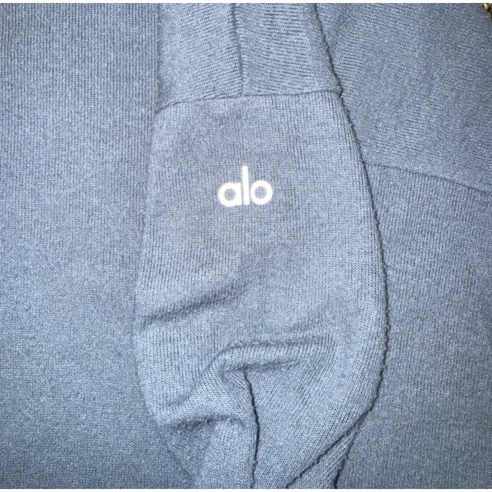 Alo Yoga Soho Sweatshirt Jogger Set Women Medium Blue Grey Good Lounge